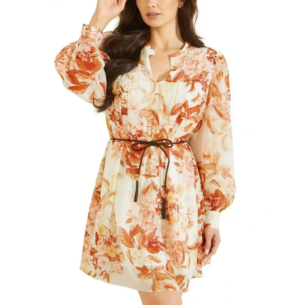 NEW Guess Women's Morgane Dress W2BK12WDWT2 Forest Floral Print White M - Picture 3 of 3